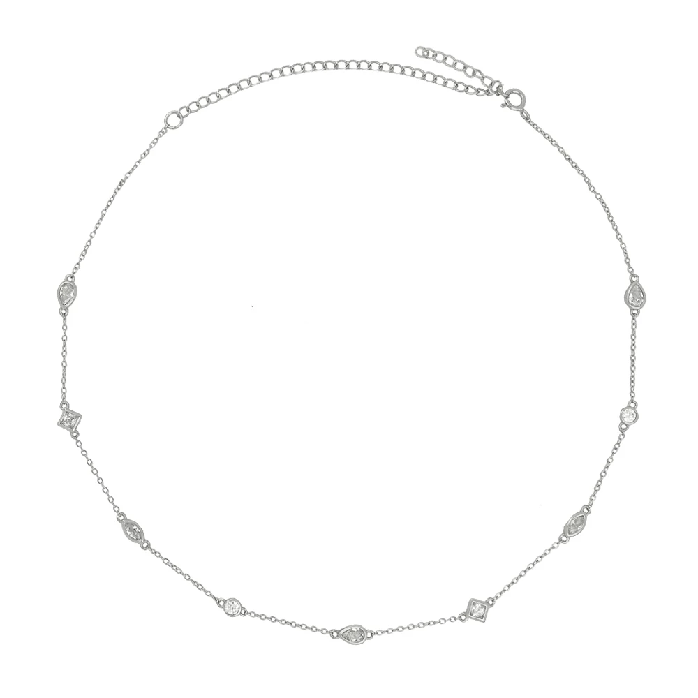 Choker plata ley mini charms circonitas blancas Choker plata ley mini charms circonitas blancas rodio