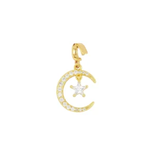 Colgante charm plata luna y estrella circonitas