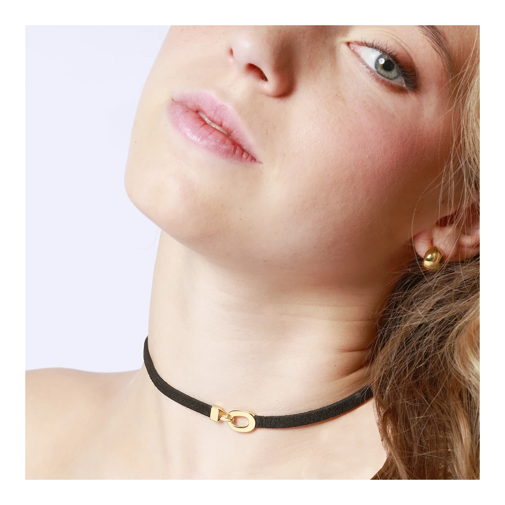Collar cordón antelina gancho plata 925 chocher cordón antelina gancho plata 925 foto
