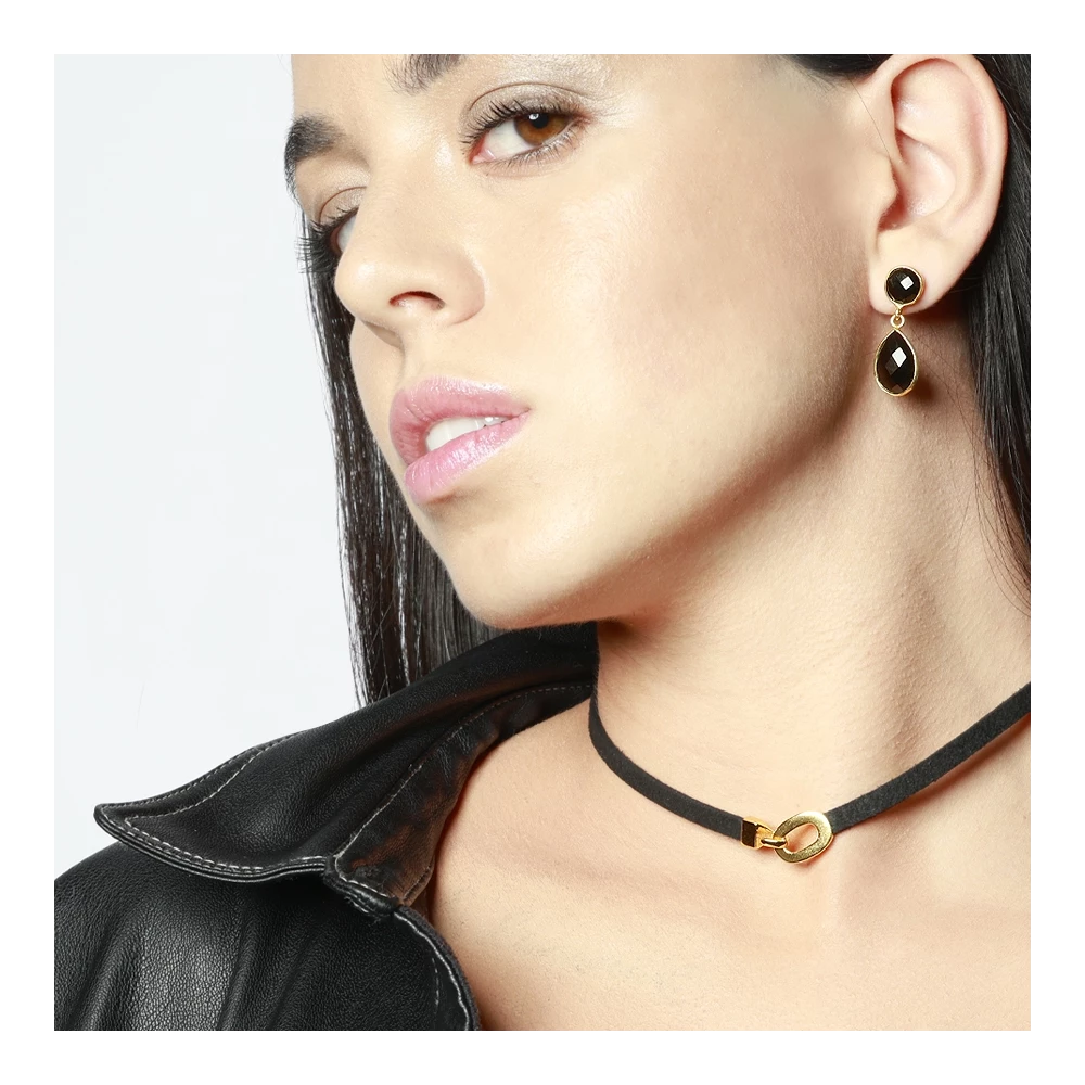 Collar cordón antelina gancho plata 925 Collar cordón antelina gancho plata 925 modelo