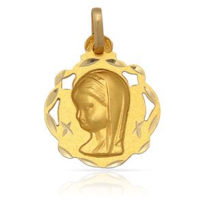 Medalla Virgen Niña plata chapada oro 17x20mm