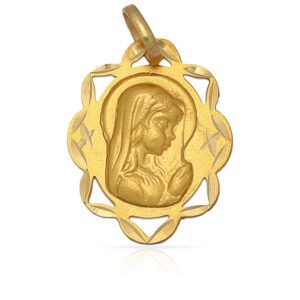 Medalla plata chapada oro Virgen Niña ovalada 16x20mm