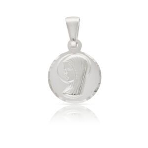 Medalla plata ley Virgen Niña tallada 14mm