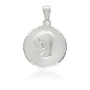 Medalla plata ley Virgen Niña tallada 19mm