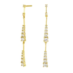 Pendientes largos plata triangulos circonitas 45mm
