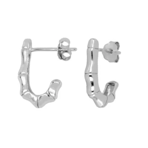 Pendientes plata 925 símil bambú rodio