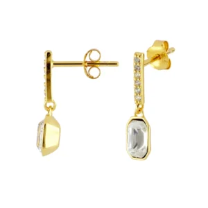 Pendientes plata rectangulares con circonitas - Aumy