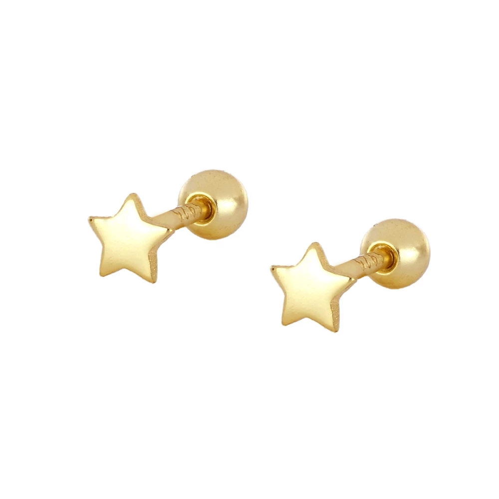 Piercing pendiente plata 925 estrella lisa Piercing pendiente plata 925 estrella (2 medidas) baño oro