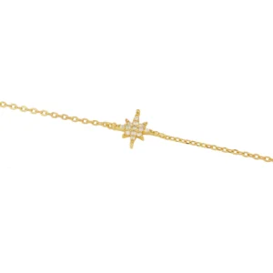 Pulsera plata charm estrella circonitas 10mm bañada oro Pulsera plata charm estrella circonitas 10mm bañada oro