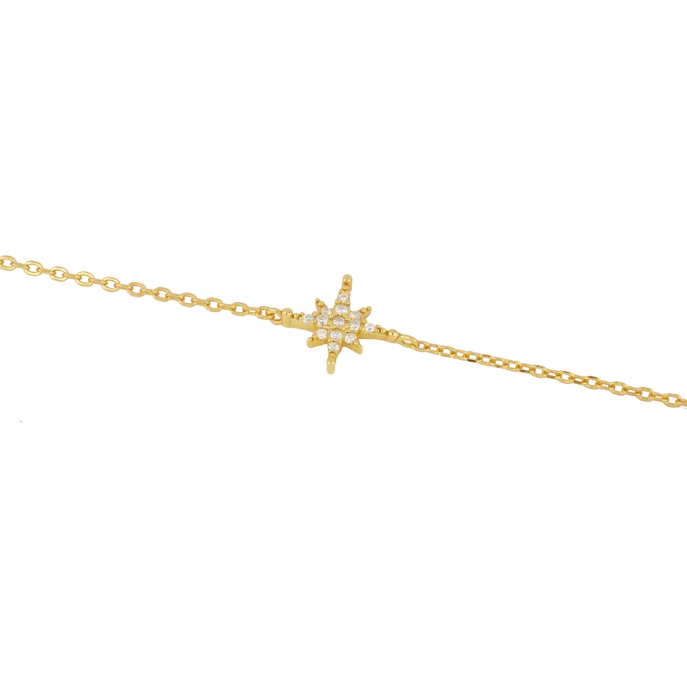 Pulsera plata charm estrella circonitas 10mm Pulsera plata charm estrella circonitas 10mm bañada oro