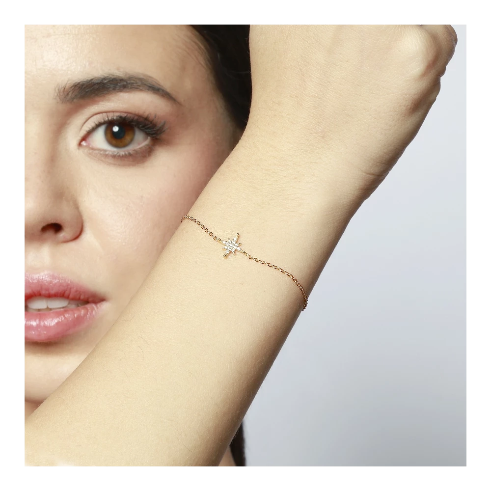 Pulsera plata charm estrella circonitas 10mm Pulsera plata charm estrella circonitas 10mm