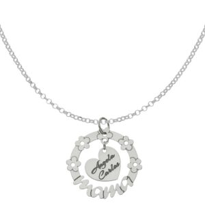 Gargantilla mama plata con flores y personalizable
