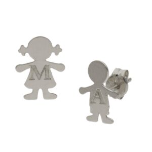 Pendientes plata niños y inicial grabada