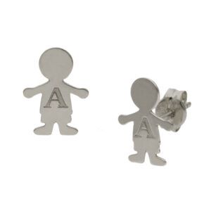 Pendientes plata niños y inicial grabada foto Pendientes plata niños y inicial grabada foto
