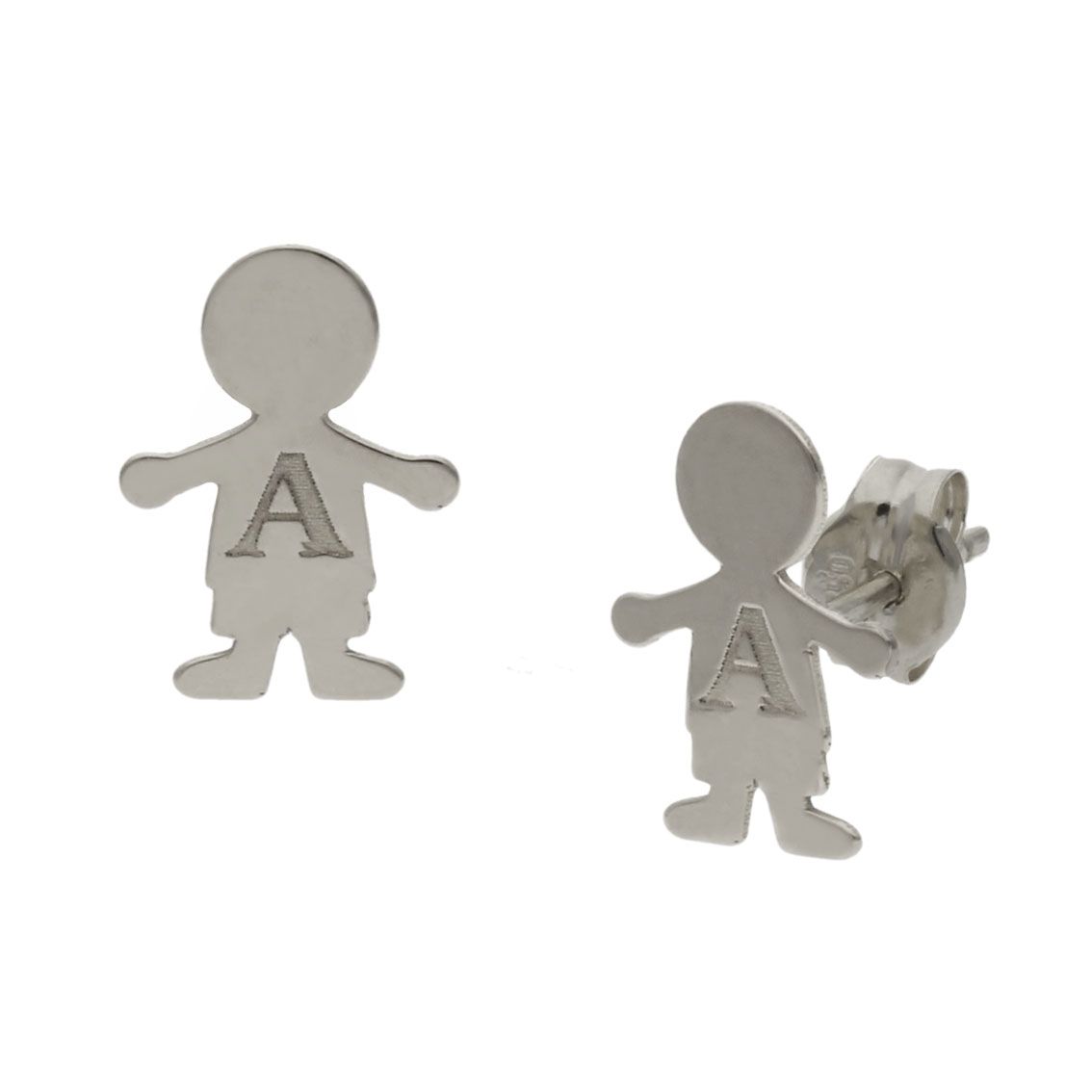 Pendientes plata niños y inicial grabada Pendientes plata niños y inicial grabada foto