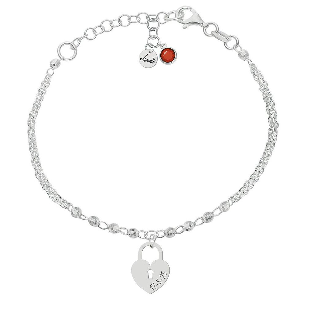 Pulsera personalizable plata 925 candado y fecha Pulsera personalizable plata 925 candado y fecha