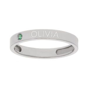 anillo personalizado nombre plata 3mm verde