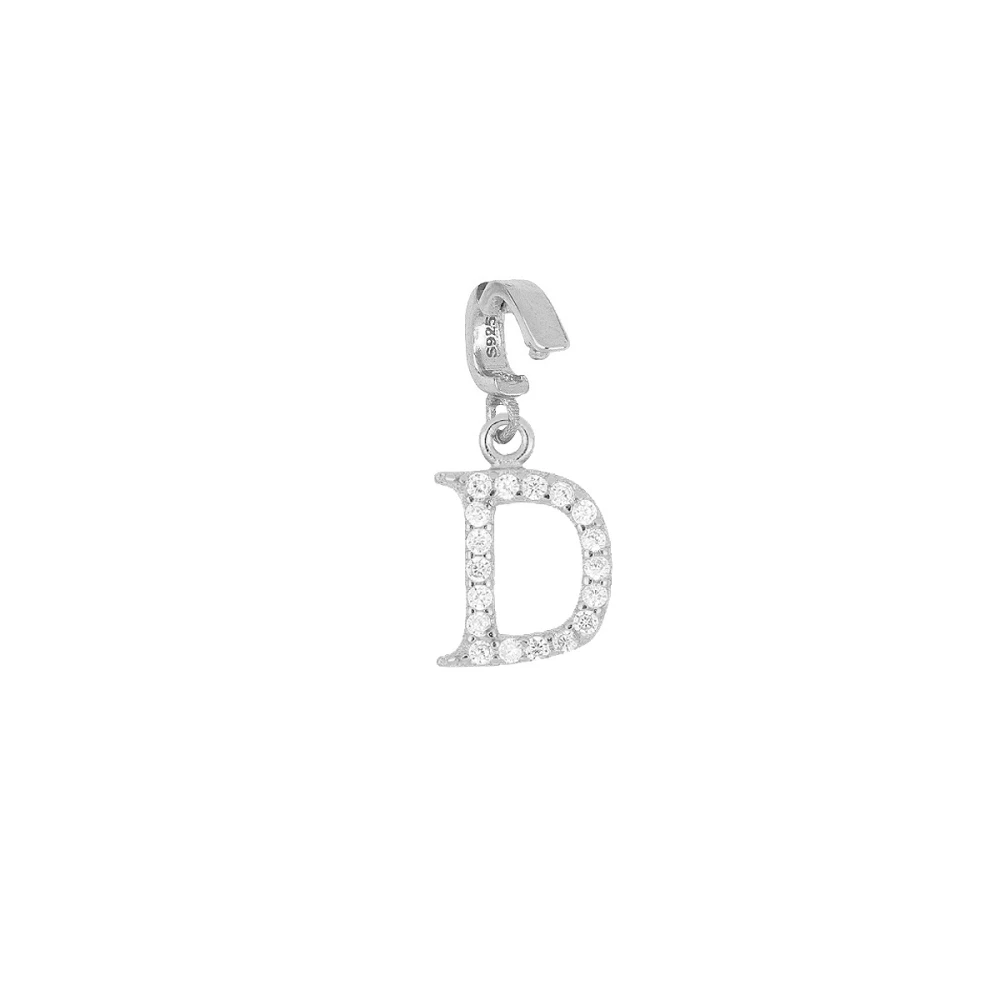 Charm plata ley letras circonitas 9mm (A-Z) Charm plata ley letras circonitas 9mm d