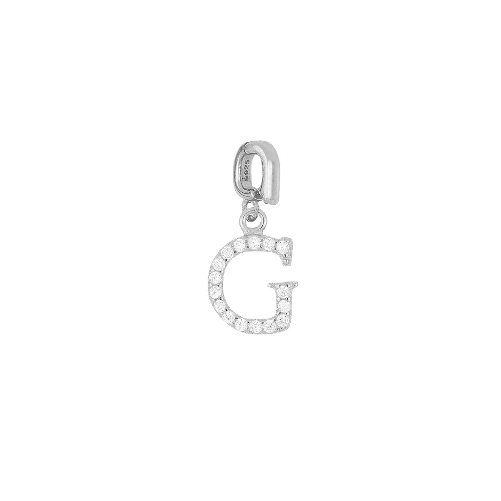 Charm plata ley letras circonitas 9mm (A-Z) Charm plata ley letras circonitas 9mm g