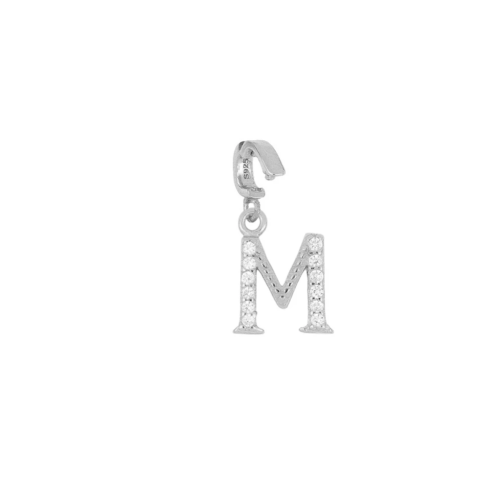 Charm plata ley letras circonitas 9mm (A-Z) Charm plata ley letras circonitas 9mm m