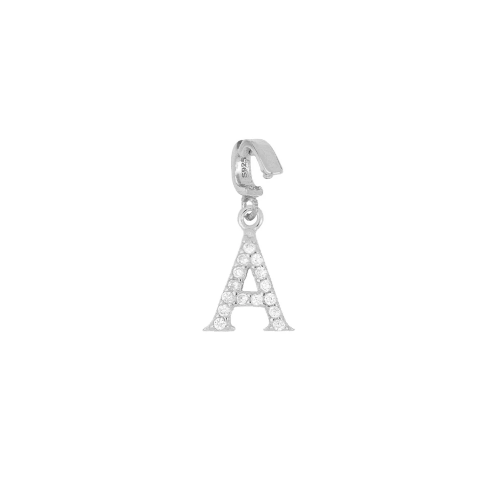 Charm plata ley letras circonitas 9mm (A-Z) Charm plata ley letras circonitas 9mm