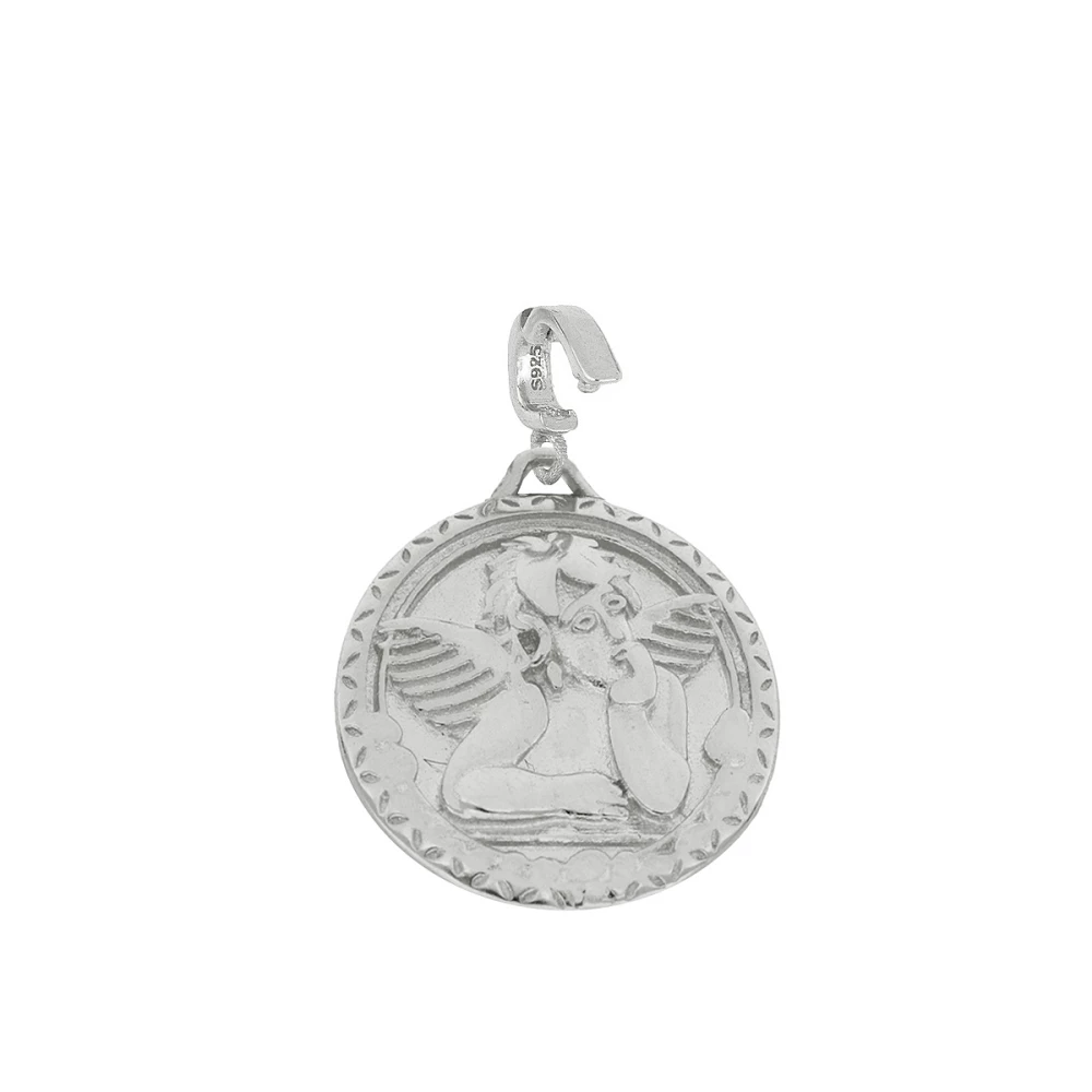 Charm portable plata ley medalla angel 16mm Charm portable plata ley medalla angel 16mm foto
