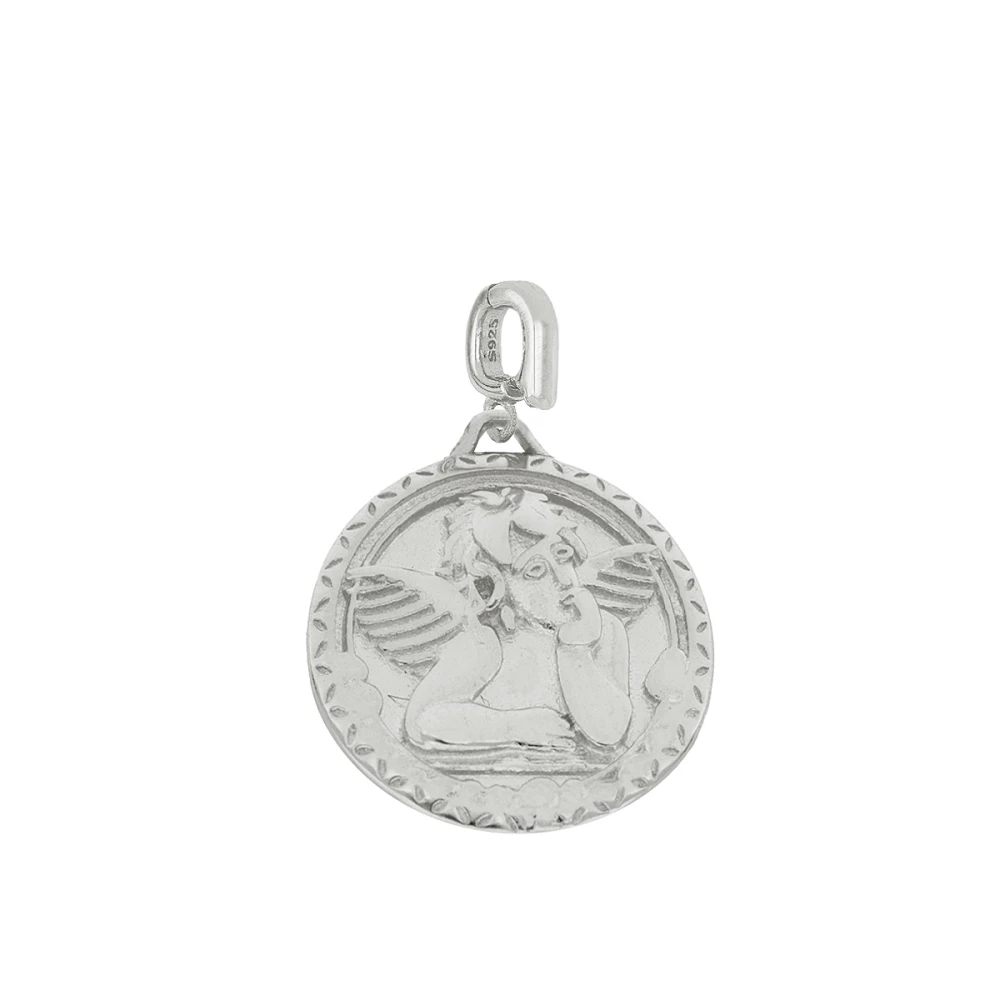 Charm portable plata ley medalla angel 16mm Charm portable plata ley medalla angel 16mm rodio