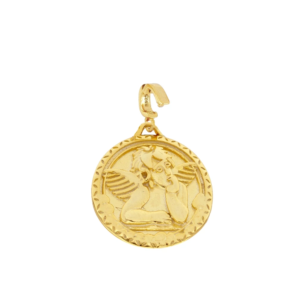 Charm portable plata ley medalla angel 16mm Charm portable plata ley medalla angel 16mm