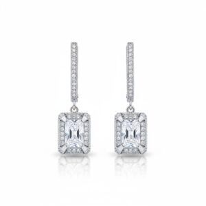 Pendientes plata con circonitas Zara - 9x26mm