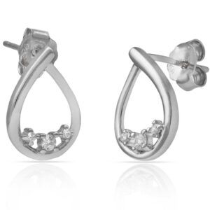 Pendientes plata gota con circonitas 10x14mm