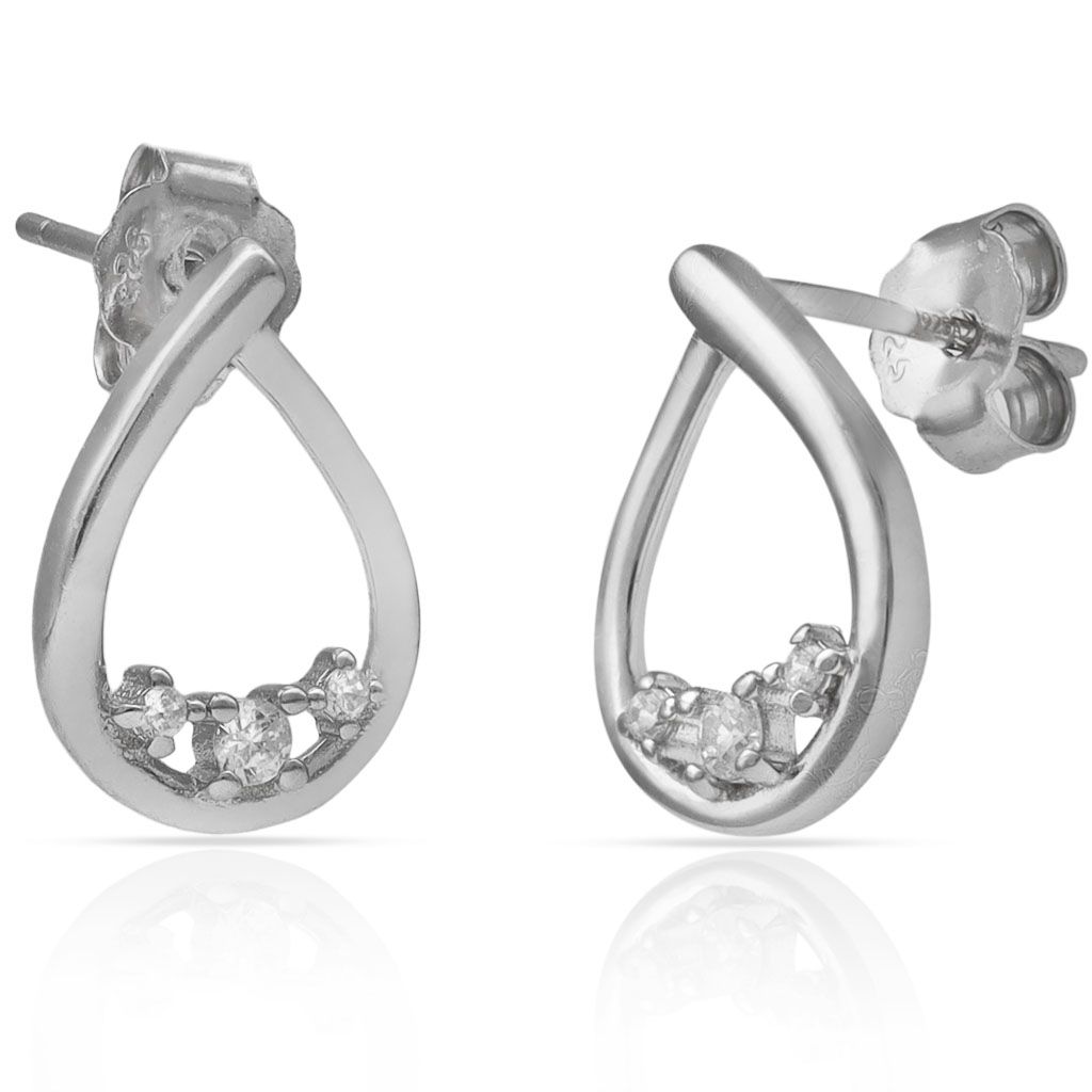 Pendientes plata gota con circonitas 10x14mm Pendientes plata gota con circonitas 10x14mm