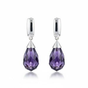 Pendientes plata ley piedra violeta 10x32mm