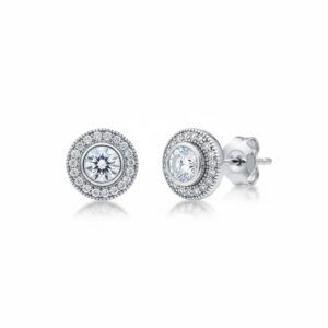 Pendientes plata redondos con circonitas 9mm