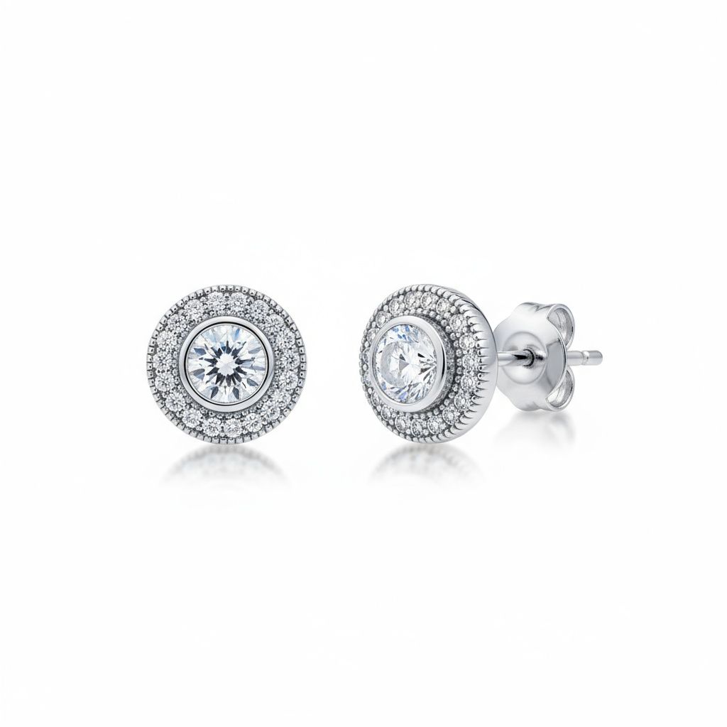 Pendientes plata redondos con circonitas 9mm Pendientes plata redondos con circonitas 9mm