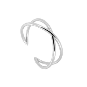 Anillo abierto entrelazado plata 925 - Elekix rodio