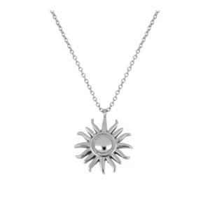 Collar plata de ley colgante Sol 18mm rodio