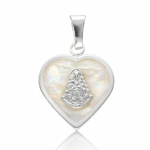 Medalla corazón plata Virgen del Roció 16x18mm