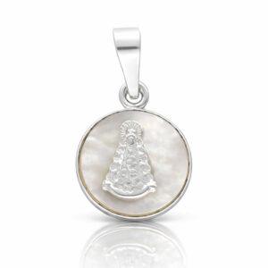 Medalla plata Virgen del Rocio en Nacar 12mm