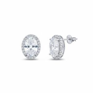 Pendientes plata ley ovalado con circonitas 9x10mm