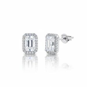 Pendientes rectangulares plata y circonitas 7x9mm