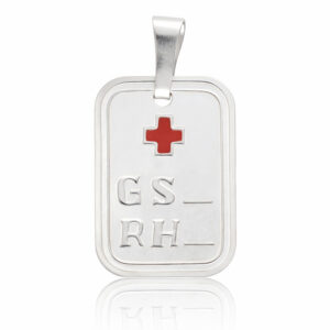 Placa plata poner grupo sanguineo 14x20mm