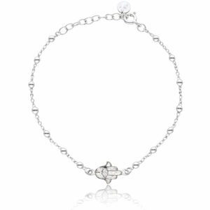 Pulsera bolas plata ley con Mano de Fatima