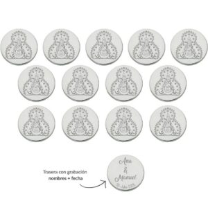 Arras boda personalizables Virgen cabeza en acero plateado