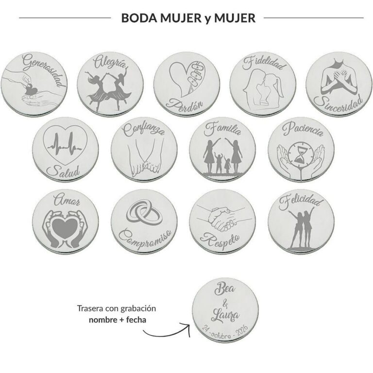 Arras de Boda: Historia y Significado de una Tradición Española Arras personalizadas boda mujer y mujer acero plateado