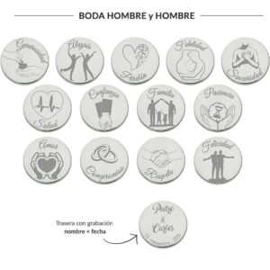 Arras personalizadas hombre y hombre acero plateado