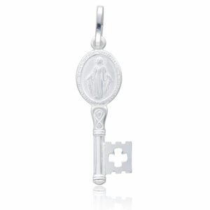 Colgante llave plata Virgen milagrosa 8x26mm