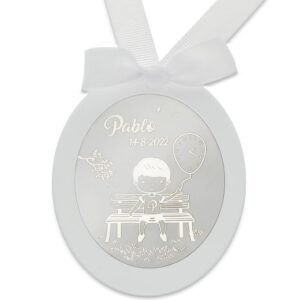 Medalla cuna personalizada plata niño globo