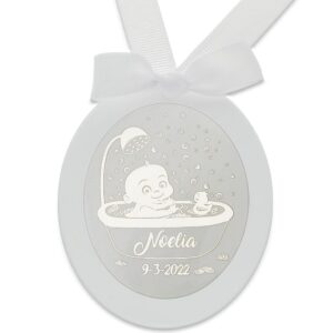 Medalla cuna plata personalizable bebe bañera blanco Medalla cuna plata personalizable bebe bañera blanco