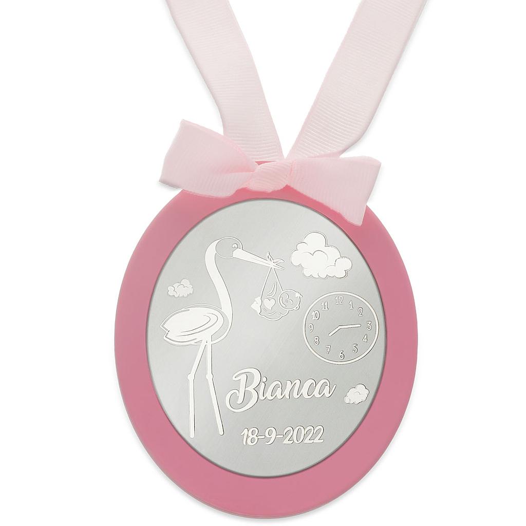 Medalla cuna plata personalizable cigüeña Medalla cuna plata personalizable cigüeña