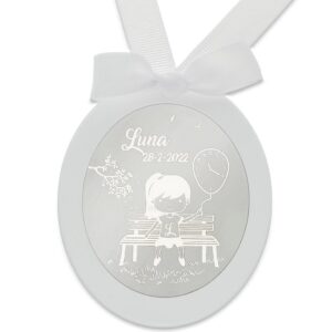 Medalla cuna plata personalizada niña globo